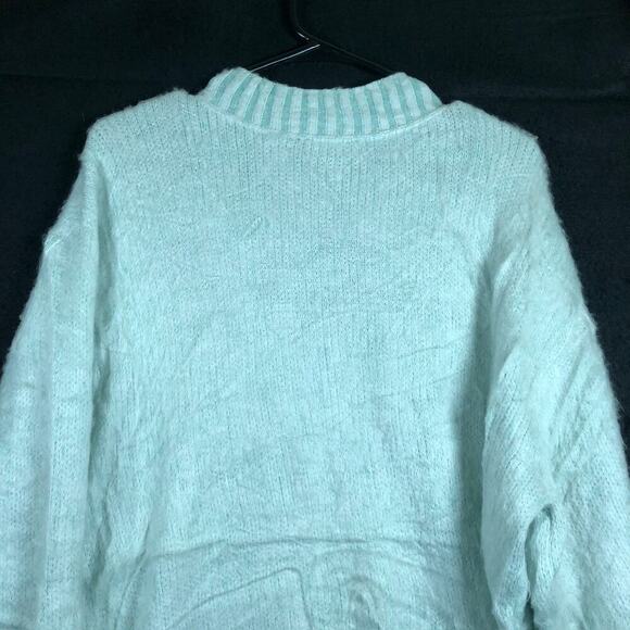 Express Womens Sweater Light Blue V Neck Super Soft Over Sized Puffed Sleeves L - Picture 11 of 12